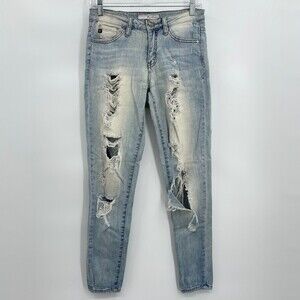 KANCAN Heavily Distressed Destroyed Acid Wash Jeans Size 24